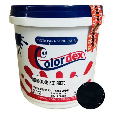 Tinta Para Serigrafia Colordex Hidrocolor Mix Preto Ml