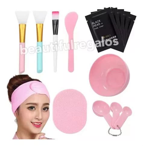 Kit Limpieza Facial Mascarilla Vincha Spa Esponja Pincel Beautifull