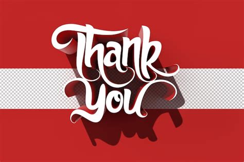 Premium PSD Thank You Lettering Typographical Transparent Psd File