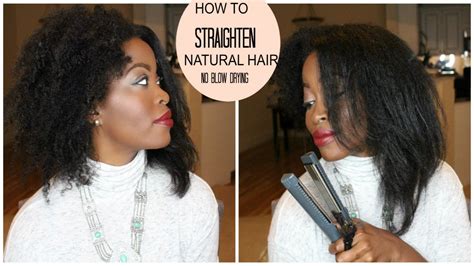 How To Straighten Natural Hair Without A Blow Dryer Full Tutorial Youtube