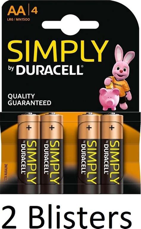 8 Stuks 2 Blisters A 4 St Duracell AA SIMPLY Batterijen Bol