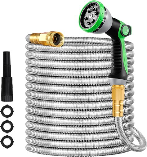 Eletecpro Metal Garden Hose 100ft 304 Stainless Steel Heavy Duty Water