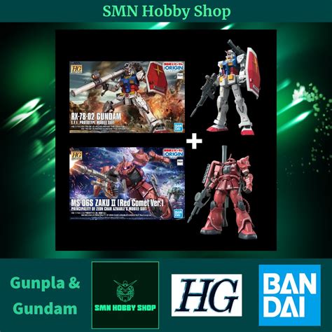 HG 1 144 Gundam The Origin Rx 78 2 Zaku II Char Red Comet Ver Combo