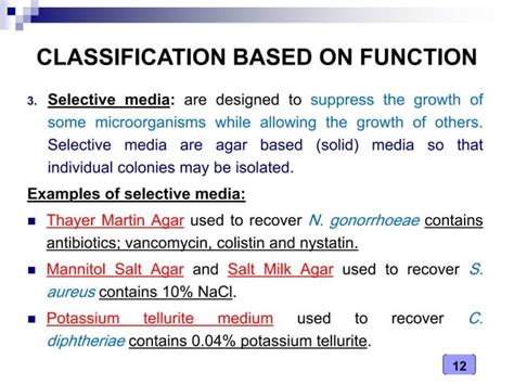 Medical Microbiology Laboratory Culture Media Classification