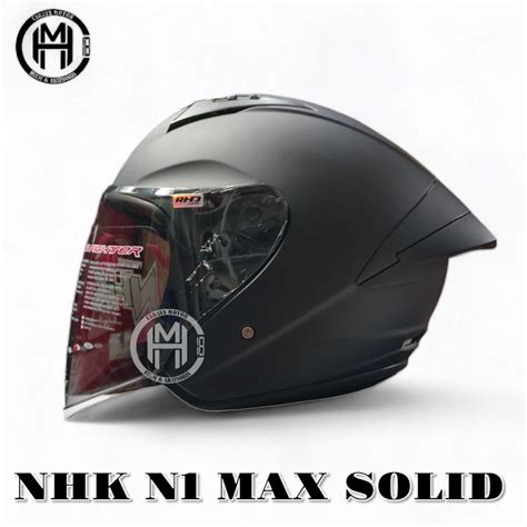 Jual Helm Nhk N Max Solid Black Doff Half Face Shopee Indonesia