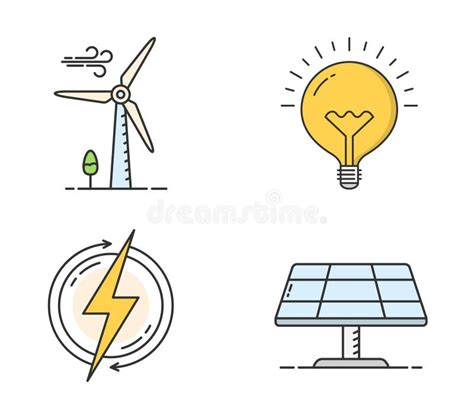 Iconos De La L Nea De Energ A Verde Ilustraci N Del Vector