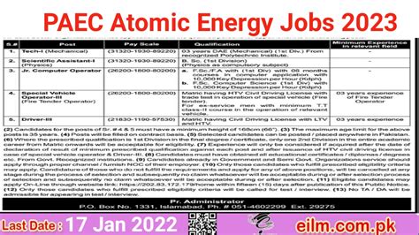 Apply Online Via 202 83 172 179 For Pakistan Atomic Energy Jobs 2023