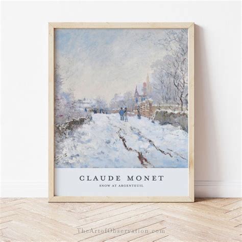 Monet Wall Art Print Winter Decor Snow at Argenteuil - Etsy