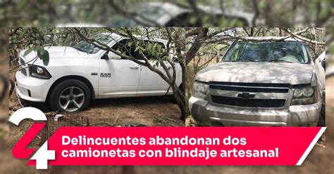 Delincuentes Abandonan Dos Camionetas Con Blindaje Artesanal