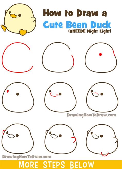 How To Draw A Cute Chibi Kawaii Cartoon Duck Easy Step By Step