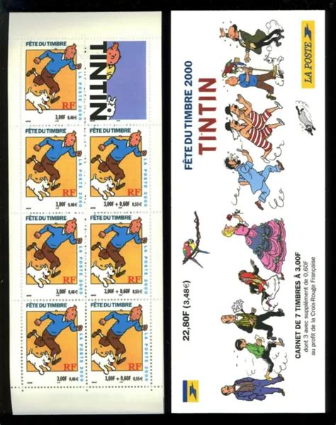 CARNET 7 TIMBRES Fête du timbre 2000 Tintin BC3305 Non plié EUR 5 50