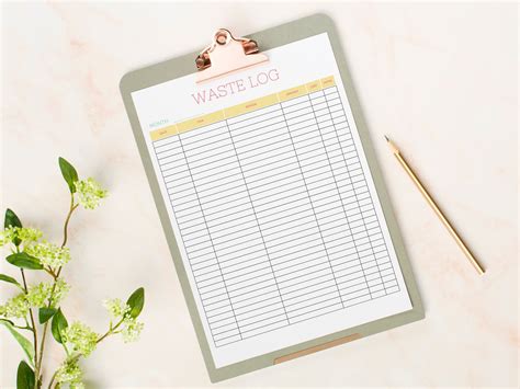 Food Waste Log, Bar Waste Log, Editable Restaurant Template, 4 Print