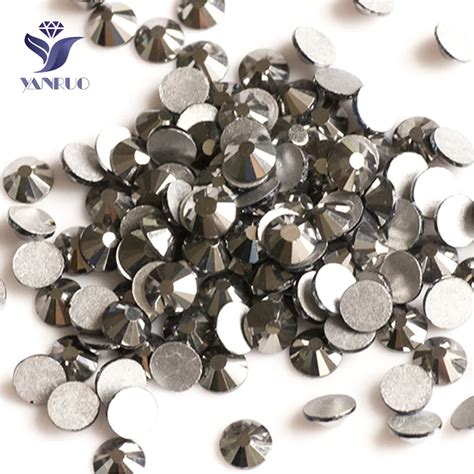 YANRUO 2058NoHF SS20 Jet Hematite 1440Pcs Flat Back Rhinestone Glass