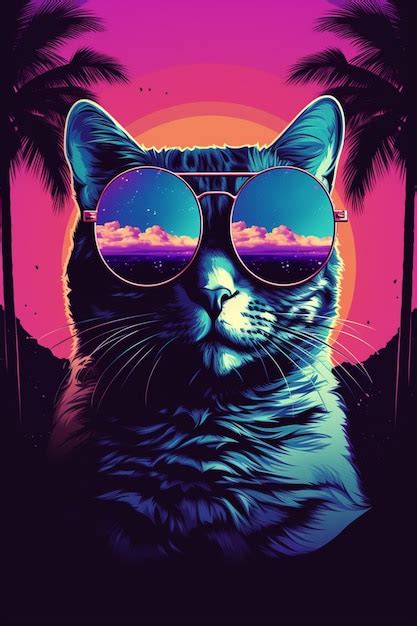 Premium Ai Image A Close Up Of A Cat Wearing Sunglasses On A Beach