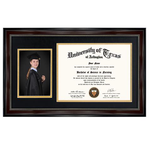 Graduationmall X Mahogany Diploma And Photo Frame For X