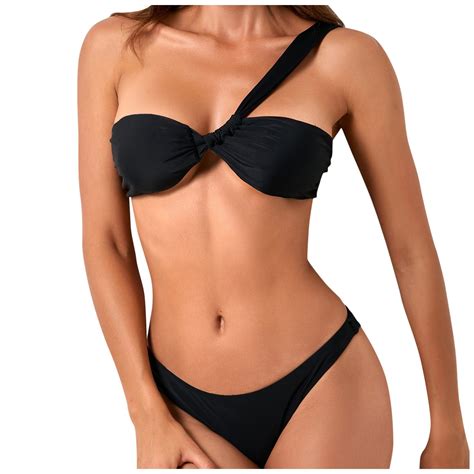 GYUJNB Women S One Shoulder Bikini Twisted Ruched High Cut Bandeau