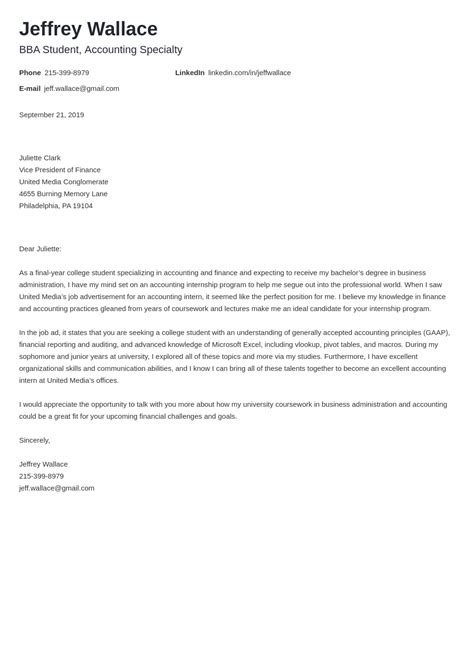 Accounting Cover Letter Sample And Ready To Use Templates