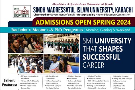 Sindh Madressatul Islam University Admission 2024 (Spring)