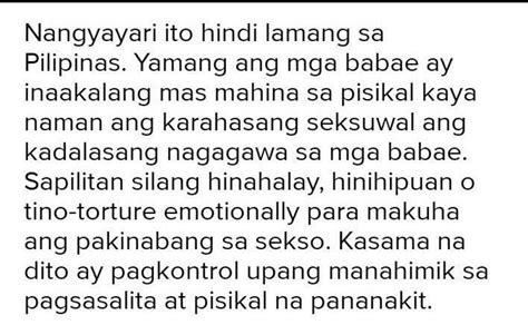 Sa Iyong Palagay Mayroon Din Bang Mga Karahasan Sa Mga Kababaihan Ang