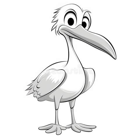 Black and White Cartoon Bird with Long Beak - Disney Animation Style ...