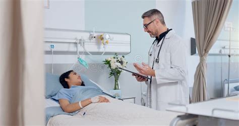 Consultation Bed And Doctor With Patient In Hospital For Healthcare