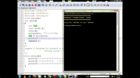 Convert String To Int Atoi C Program Youtube