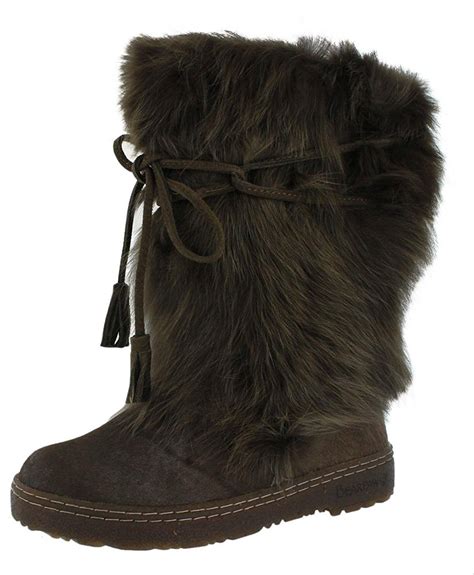 Bearpaw Womens Shako Ii Fox Fur Sheepskin Mid Calf Boot Shoe Boots Womens Mid Calf Boots Mid