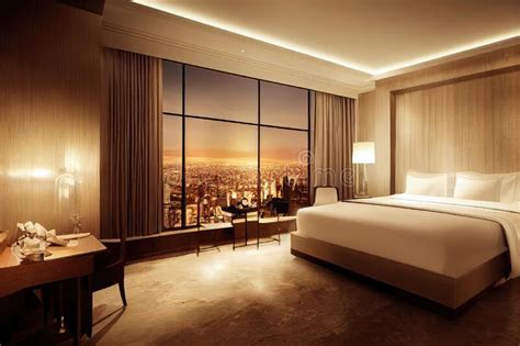 Luxury Modern Style Bedroom, Interior of a Hotel Bedroom. Generative AI Illustration Stock ...