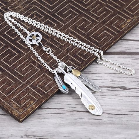 Handmade 925 Sterling Silver Indian Style Feather Pendant Necklace