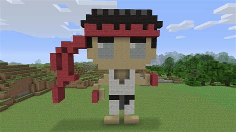 Minecraft Pixel Art Ryu From Street Fighter Youtube