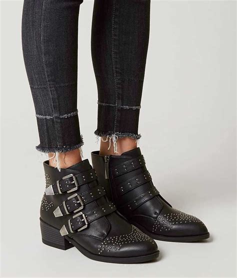 London Rag Studded Ankle Boot Womens Shoes In Black Buckle