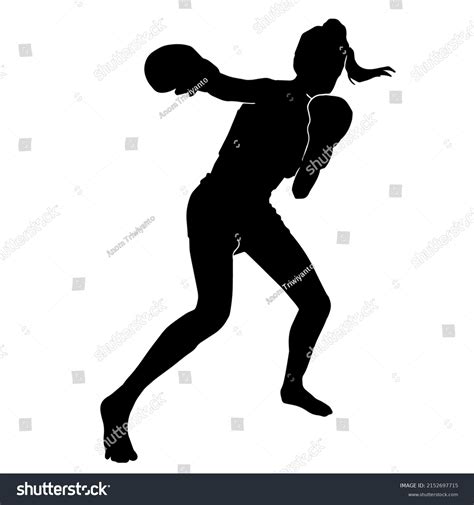 Female Martial Art Silhouette Female Kickboxing Stock Vector Royalty