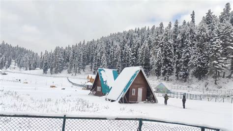 Tourists enjoy fresh snowfall at famous ski resort Gulmarg - Greater Kashmir