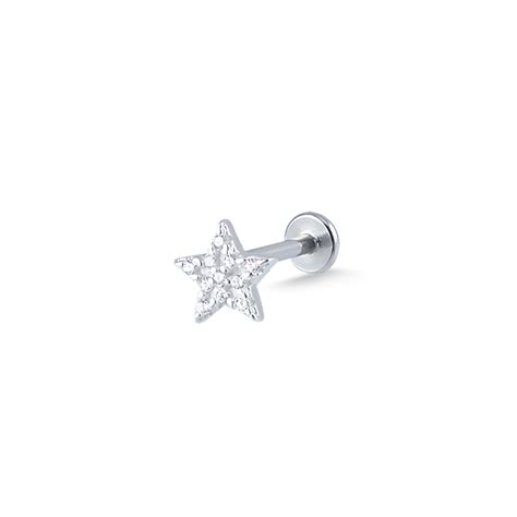 Piercing Helix De Prata Base Reta Estrela Zirc Nia Dibali Joias