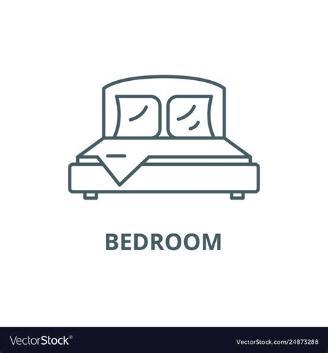 Bedroom Line Icon Outline Sign Royalty Free Vector Image