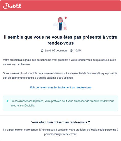 Email Rendez Vous Manqu Doctolib Service Client Consultez Le