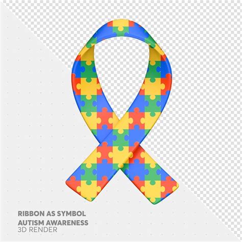 Premium Psd Colorful Satin Puzzle Ribbon As Symbol Autism Awareness