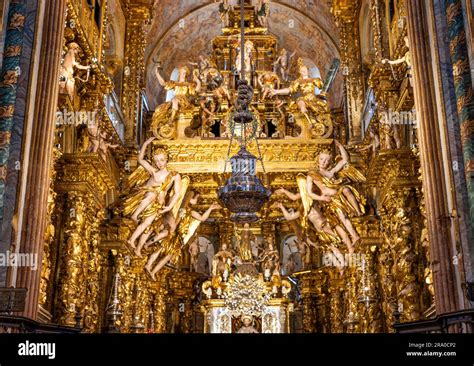 Detail Of The High Altar Of Santiago De Compostela Cathedral Stock