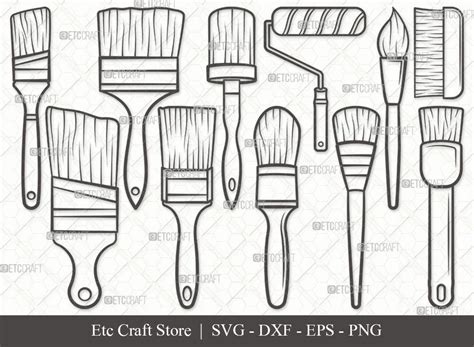 Paint Brush Outline SVG Cut File | Paint Roller Svg | Brushes Svg ...