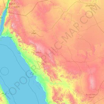 Tabuk Province topographic map, elevation, terrain