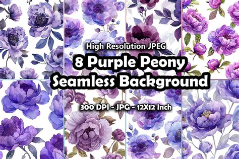 12 Purple Peony Seamless Background Graphic by printztopbrand ...