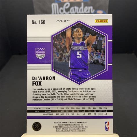 Panini Mosaic Green Prizm De Aaron Fox Sacramento Kings Ebay