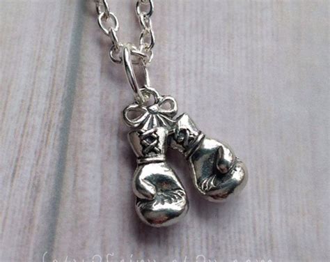 Boxing Glove Charm Necklace Boxer Charm Boxing Glove Etsy Pewter