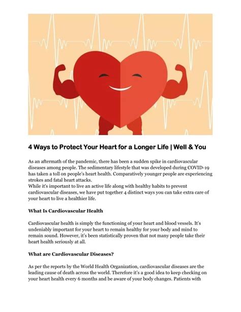 Ppt 4 Ways To Protect Your Heart For A Longer Life Well And You