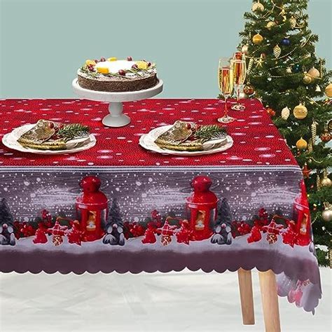 Amacoam Mantel De Navidad Tela Mantel Antimanchas Rectangular Lavable