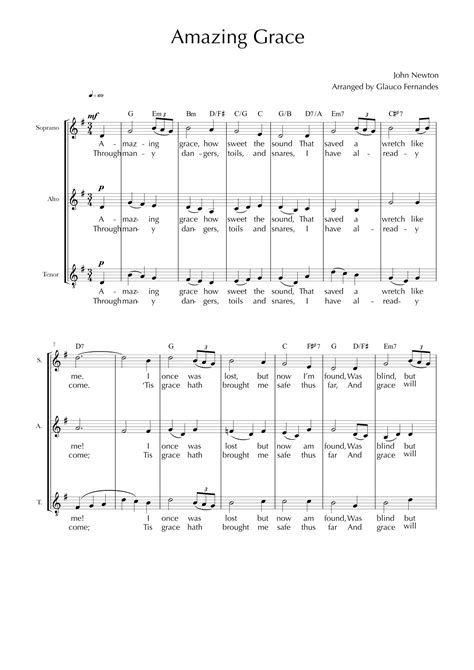 Amazing Grace Arr Glauco Fernandes By John Newton Sheet Music For