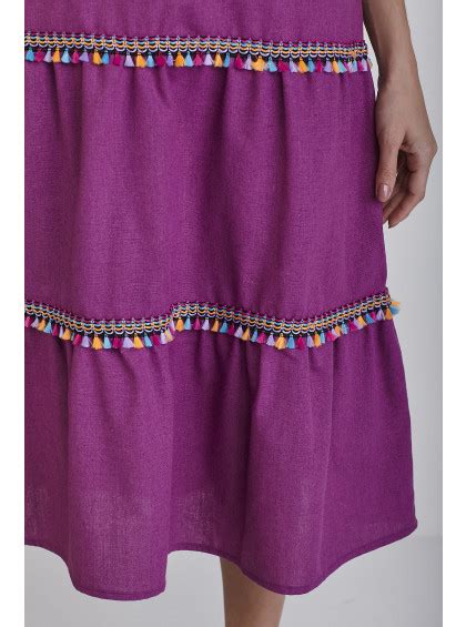 Vestido Linho Midi Milagres Roxo