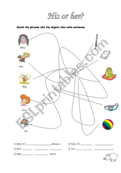 His Or Her Esl Worksheet By Anism