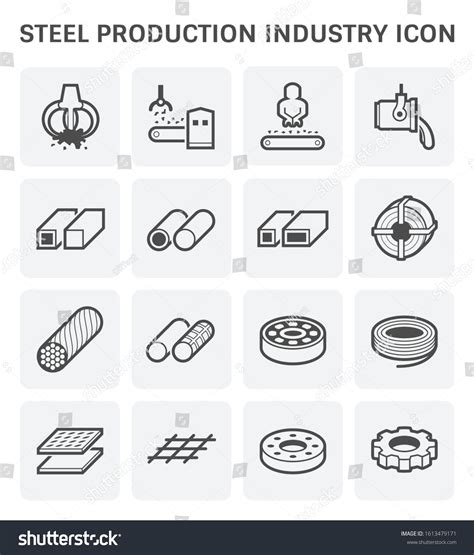 Steel Production And Metallurgy Industry Vector Icon Set Royalty Free