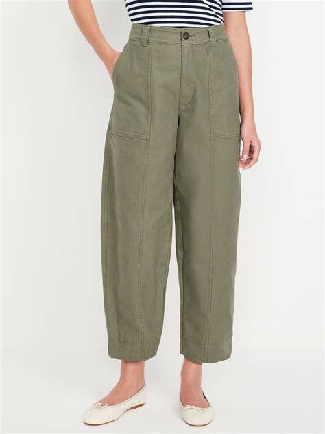 High Waisted Canvas Barrel Ankle Pants Old Navy Bottom Clothes Big